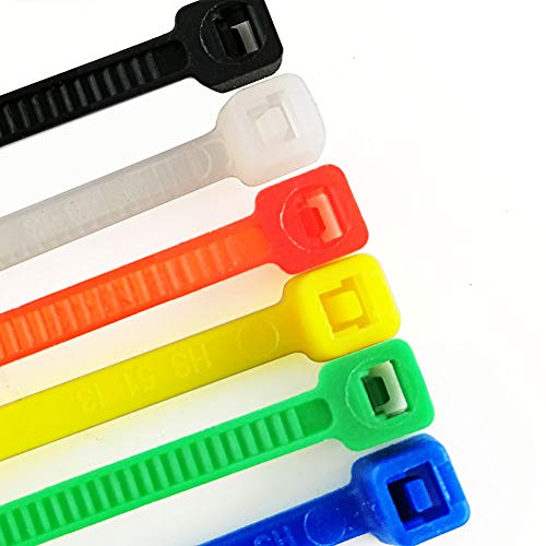 HS Colored Zip Ties Neon Small Nylon Wire Ties Assorted 6 Colors (Green,Yellow, Black, White, Blue, Red) 4 Inch for Crafts,Bulk 600 Pack - color: Colored 4"600