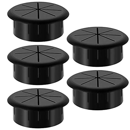 HYCC 2 Inch Desk Grommet Black, Desk Hole Cover for Cables, Flexible Cable Grommet - 5 Pack - color: Black, size: 2 Inch-Black