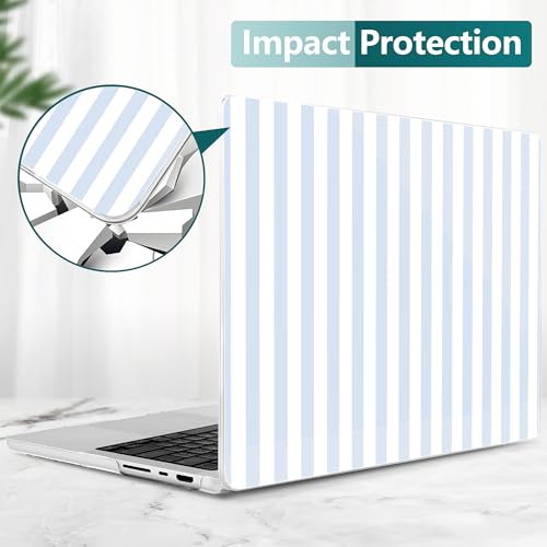 DONGKE Compatible with MacBook Pro 16 Inch Case (2026-2021 Release, M5 M4 M3 M2 M1 Pro/Max Chip), Plastic Hard Shell with Keyboard Cover & Screen Protector for MacBook Pro 16", Blue & White Stripes - color: Blue & White Stripes