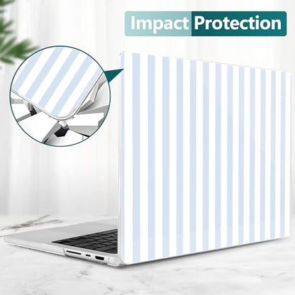 DONGKE Compatible with MacBook Pro 16 Inch Case (2026-2021 Release, M5 M4 M3 M2 M1 Pro/Max Chip), Plastic Hard Shell with Keyboard Cover & Screen Protector for MacBook Pro 16", Blue & White Stripes - color: Blue & White Stripes