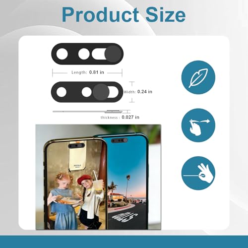 Front Camera Privacy Cover Compatible for iPhone 16/16Plus/16 Pro/16 Pro Max/15/15Plus/15 Pro/15 Pro Max/14 Pro/14 Pro Max, [2 Pack] Anti-Spy Lens Protector,Camera Protector for Privacy & Security