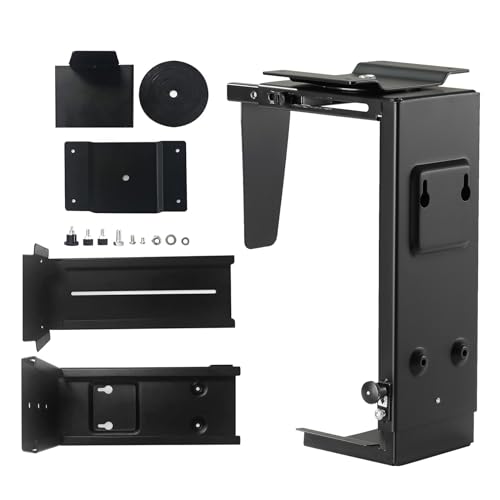Suptek Adjustable Under Desk and Wall PC Mount,3.74 to 8.26 inch Wide Computer Case CPU Hanger Holder 360 Degree Rotatable Under-Desk PC Hanging Stand Holder Mount (ZJJ001) - size: MAX 8.27"(W) Desk PC Mount