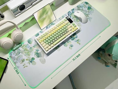 JMIYAV RGB Gaming Mouse Pad PC XL Large Extended Glowing Led Light Up Desk Pad Non-Slip Rubber Base Computer Mouse Pad Cute Mousepad Mat Spring Willow - color: G-spring Willow