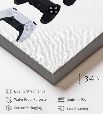 Monem Art Video Game Canvas - Controller Evolution Print - Geeky & Gamer Art - Minimal Gaming Consoles Wall Design - Great Game Room or Boy's Bedroom Wall Decor - Available in 8x10 to 30x40