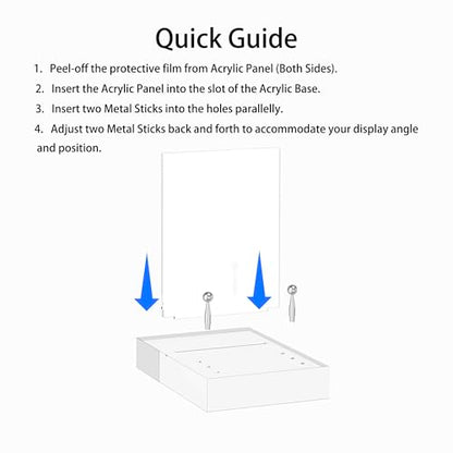 Acrylic Easel Display Stand with Adjustable Silver-Toned Hardware for Pictures, Crystal Clear Acrylic Stand with Floating Appearance for Cookbook, Invitation and Plates