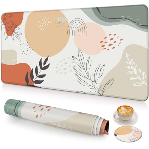 Large Gaming Mouse Pad with Coaster,Desk Matt for Desktop,Desk Mat-Boho | Desk Pad,XXL Cute Desk Mat Cover for Computer Keyboard Laptop Women Office Home Decor, 31.5'' x15.6'' - color: C7-Boho Style