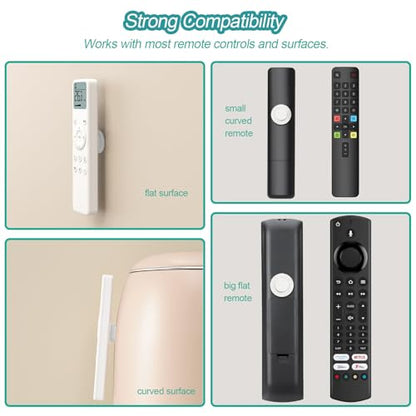 Magnetic Remote Control Holder Wall Mount, 5 Pack TV Remote Holder Wall Mount, Silicone Remote Organizer Magnetic Remote Holder for Bed, TV, Ceiling Fan and Air Conditioner (White) - color: White