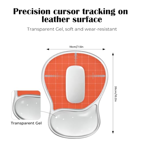 EooCoo Ergonomic Washable Mouse Pad with Gel Wrist Rest Support | Middle Concave Design, Relieve Wrist Pain, Non-Slip Base, Office Desk Accessories - color: Transparent Orange