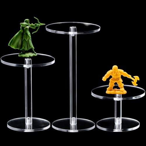 3 Pieces Acrylic Combat Risers for Flying Miniatures, 3 Different Heights Flyer Risers for Tabletop RPG Board Games Watch Jewelry Small Planters Figures Display