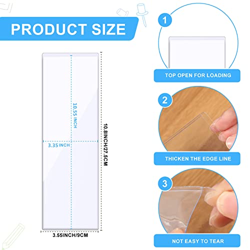 Chinco 30 Pcs Self Adhesive Pockets, Bin Labels for Storage Bins, Clear Pocket Label Sleeves, Plastic Index Card Holder with Top Open for Organizing Bins Box Drawer(3.55 x 10.8 Inches) - size: 3.55 x 10.8 Inches