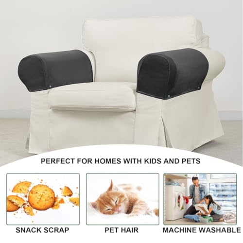 Velvet Armrest Covers for Chairs and Sofas Soft Stretch Couch Arm Cover Set of 2 Non Slip Sofa Armrest Slipcover Furniture Protector for Sofa, Couch, Armchair, Recliner, Dark Gray - color: Dark Gray