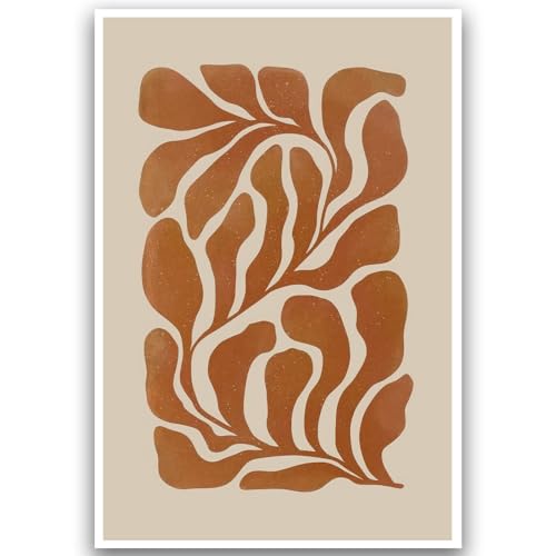 Abstract Art Print Minimalist Modern Wall Art Boho Flower Poster Vintage Boho Farmhouse Floral Poster Prints Mid-Century Neutral Botanical Pictures for Office Living Room Bedroom 16x24Inch Unframed - color: Abstract Fluid Pattern, size: 24"L x 16"W