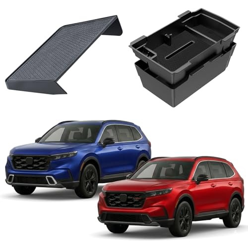 Center Console Organizer for 2023-2025 Honda CR-V, 2-Layer Armrest Storage Tray & Charging Station Caddy, ABS Car Interior Accessories OEM Style Leather Texture-2PCS - color: 2PCS