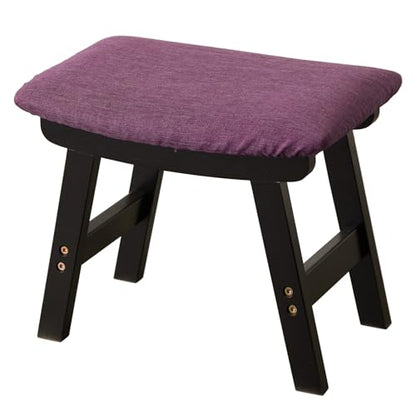 Kitsanery Foot Stool,Ottoman,Bamboo Small Sofa Foot Rest Under Desk,Extra Seating for Living Room, Bedroom and Kitchen (Black Stool Legs - Purple Surface) - color: Black Stool Legs - Purple Surface