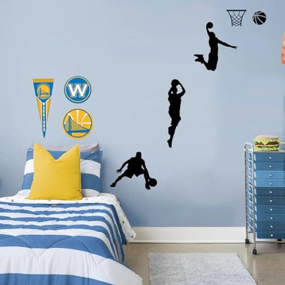 Basketball Dunk Wall Decal Stickers, 6 Man Playing Basketball Vinyl Art Wall Sticker for Bedroom Dorm Room Playroom Stadium Gym Home Decoration