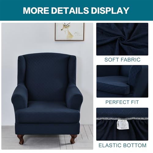 KRFOONN Stretch Wing Chair Slipcovers Printed 2 Piece Wingback Chair Covers Soft Spandex Wingback Armchair Slipcover Furniture Protector Chair Covers for Living Room Wingback Chair, T13 - color: Color T13