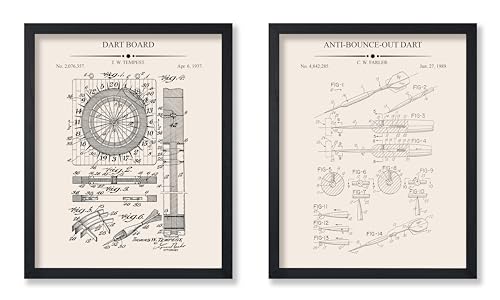 Poster Master 2-Piece Dart Game Blueprint Poster - Dart Game Patent Print - Darts Art - Dart Board Design - Technical Drawing - Minimal Design - Office or Bar Wall Decor - 8x10 Unframed - color: Patent Kids 07, size: 8"L x 10"W