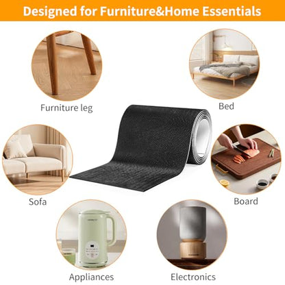 CHUNZEXI Non Slip Furniture Pads, Self Adhesive Rubber Pads with Anti Skid Stickers, Cuttable Rubber Sheet for Furniture and Appliances (2” × 6”) - size: 6 x2 inch 6 Rectangular