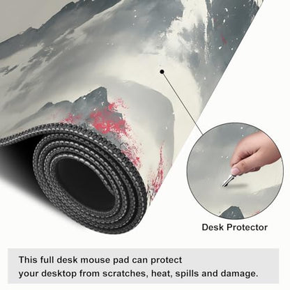 Mouse Pad, Large Anti-Slip with Stitched Edges Desk Mat Desktop Laptop Computer Desk Keyboard Mat,Table Protector Blotter Mat (Plum Blossom, 31.5" x 11.8") - color: Plum Blossom, size: 31.5" x 11.8"