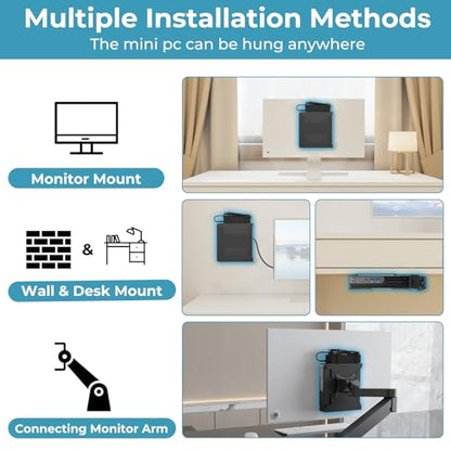 2-Pack Mini PC Mount for Dell VESA Wall Under Desk Mount or Mount to a Monitor Arm, Monitor Stand for Dell OptiPlex MFF 7080 5070 3000 7060 7090 7010 3060 3040 3050 and More Model with Pen Holder