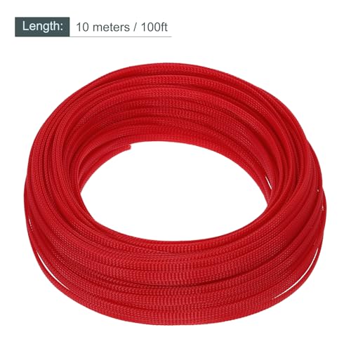 uxcell Expandable Sleeving, 1/4-inch 100ft Cable Sleeve, Red - color: Red, size: 1/4" x 100 Ft