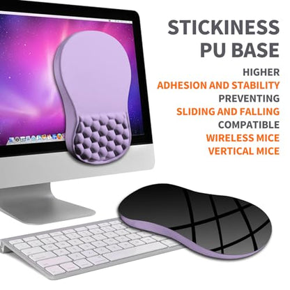 Ergonomic Joint Wrist Support Mouse Pad with Memory Foam Cushion Massage Bump, Carpal Tunnel Pain Relief Mousepad Slope Design for Wrist Rest, 11.8x7.9 in, Pale Purple - color: Pale Purple