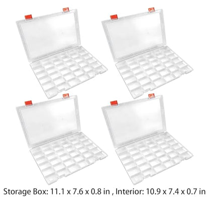 Varku 4 Pcs Plastic Organizer Box, 36 Grids Compartments, Clear Bead Storage Containers, Fixed Dividers, 11.1 x 7.6 x 0.8 in Versatile Craft Box for Parts, Jewelry - size: 4Pcs 36 Grids