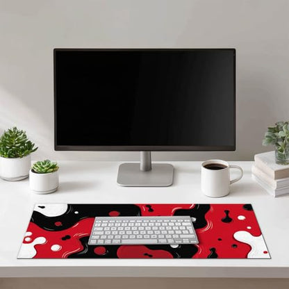 HOMETITUTE XL Mouse Pad Gaming Mousepad Abstract Red Black White Design 31.5x11.8 Inch Non-Slip Keyboard Desktop Protector Mat Diatomite Large Mouse Pad for Home and Office Desk Accessories - color: Abstract Red Black White Design