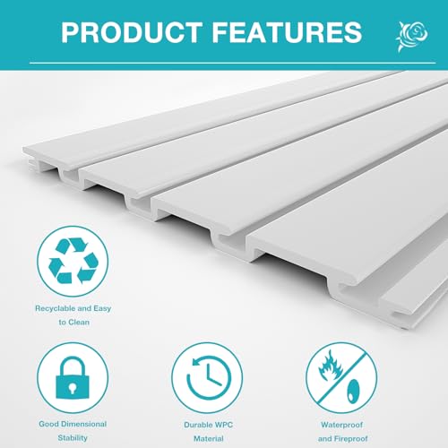 NeatiEase Slatwall Panel Wall Storage Systems, 2 x 4ft Slat Wall Paneling Garage Wall Organizer, Heavy Duty Wall Mounted PVC Wall Rack (White) - color: White, size: 2x4ft