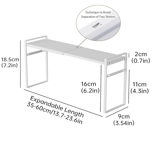 1pcs Small Narrow Tall Shelf for Windowsill Kitchen Organizer Window Sill Plant Shelf Stackable Shelves Bathroom Sill Thin Shelves for Narrow Spaces Counter Top Racks (White) - color: White, size: L13.8-23.6'' * W3.5'' * H7.5''