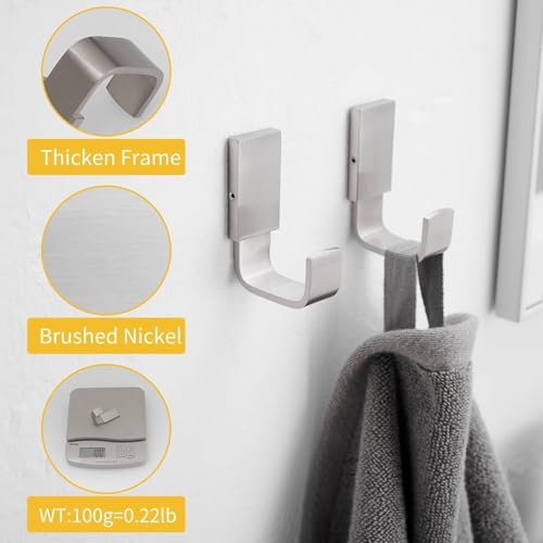 BESy Clothes Hook Single Towel Hooks for Bathroom Kitchen Garage Square Style Robe Hooks Coat and Hat Hook, Wall Mounted with Screws, Stainless Steel, Brushed Nickel - color: Brushed Nickel, size: 1 Pack