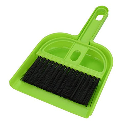 Pet Cage Broom Brush Dustpan Set - Small Cat Litter Sweeper for Pet Cage Clean and Car Keyboard Brush (Green) - color: Green