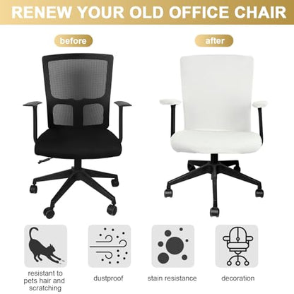 Tallew 4 Pcs Office Chair Covers Set Computer Universal Stretchable Protective Chair Seat Covers Desk Armrest Slipcovers Pads Office Cushion Backrest for Rotating (Cream,Lamb Fleece) - color: Cream