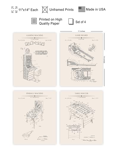 Poster Master 4-Piece Gaming Machines Blueprint Poster - Game Patent Print - Arcade Art - Skee Ball Illustration - Technical Design - Foosball Design - Great Office or Bar Decor - 11x14 UNFRAMED - color: Patent Kids 08, size: 11"L x 14"W