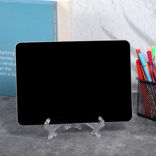 4 PCS 6" Clear Acrylic Display Stand/Plate Stands, Clear Plate Holder Easel, Folding Display Plate Holder for School Office Home Decoration