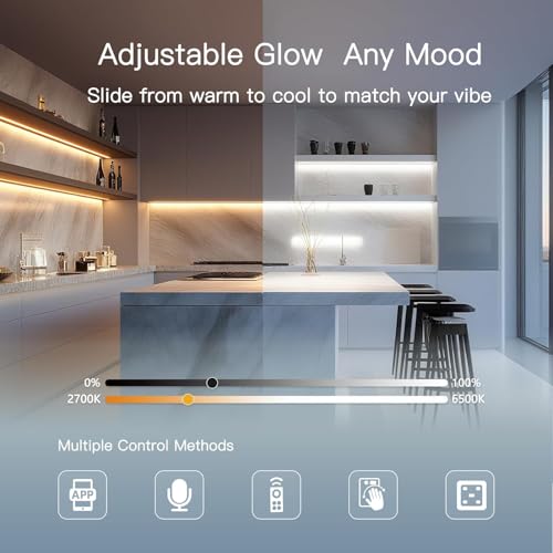 V4light Under Cabinet LED Lighting Bars, 6-Pack, Plug-in, Smart | Ultra-slim aluminum, App & Alexa control, 2700K–6500K dimmable, linkable for closet, shelf, kitchen & display cabinet