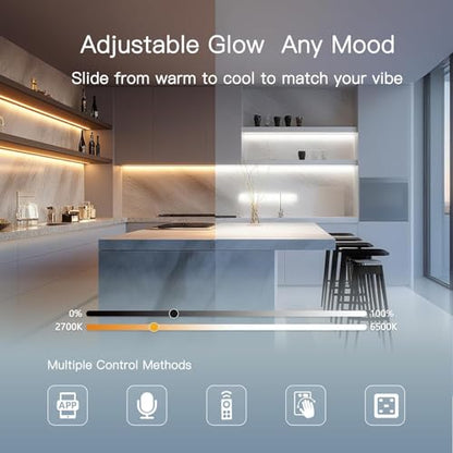 V4light Under Cabinet LED Lighting Bars, 6-Pack, Plug-in, Smart | Ultra-slim aluminum, App & Alexa control, 2700K–6500K dimmable, linkable for closet, shelf, kitchen & display cabinet