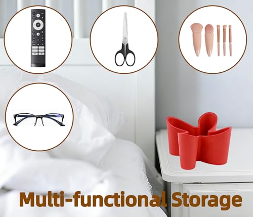 Khakho Flower Shape Remote Control Holder,Desk Organizer Storage Container, Office Supplies Desktop Organizer Rack,Multi-Functional Remote Control Box (Red) - color: Red