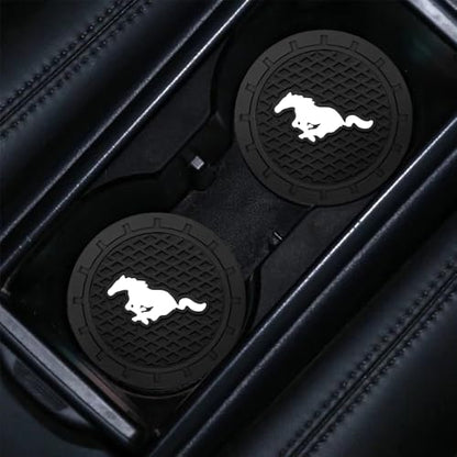 2PCS Car Cup Holder Coasters,Non-Slip Car Coasters for Mustang Snake Speedstar Evos Everest GT Shelby Mach-E Grand,Vehicle Inner Accessories for Cup Insert Mat,Silicone - color: Bd-yma