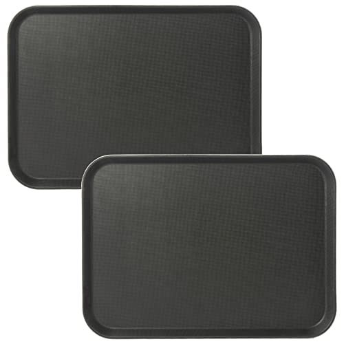 CURTA 2-Pack Restaurant Grade Non-Slip Tray, NSF, 22 Inch x 16 Inch, Plastic Rubber Lined Rectangular Serving Tray, Black - color: Black-rectangular, size: 16 Inch x 22 Inch