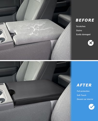 INTGET Center Console Armrest Cover for 2026 Ford F150 Accessories 2015-2023 2024 2025/for F250 F350 F450 F550 2017-2026 40/20/40 Jump Seat Car Arm Rest Lid Seat(black stitches, 2015-2026 Jump Seat) - color: black stitches, size: 2015-2026 Jump Seat