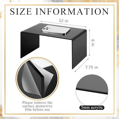 RattanView 2 Pcs 12 Inch Large Acrylic Risers Display Stands 5 mm Thick Acrylic Shelf Riser Showcase for Collectibles Jewelry Cupcakes Food Figures Perfume Cabinet (Black) - color: Black, size: 12 Inch, 5 mm
