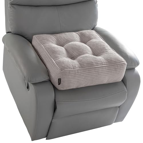 HIGOGOGO Tufted Corduroy Recliner Seat Cushion for Elderly, 20x20x6 Inch Extra Large Square Seat Cushion for Recliner Chair, Floor Pillow, Office Chair, Car, No Pressure on Thighs, Grey - color: Grey, size: 20x20x6