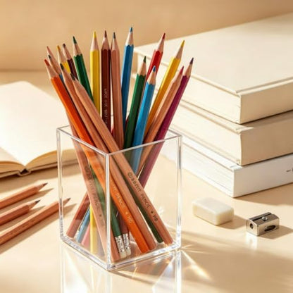 50 Pack Clear Acrylic Pencil Holder bulk Makeup Brush Holder Pen for Desk Pen Cup holders Desktop Stationery Organizer for School Office Home