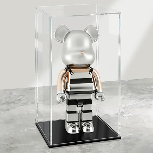 LANSCOERY Acrylic Display Case, 6x6x12 in, Upgraded Thickened UV-Resistant Showcase, 98% Clarity Dustproof Box with Glossy Black Base for Action Figures, LEGO & Models, Includes Scraper & LED Light - color: Black, size: 6x6x12inch; 15x15x30cm