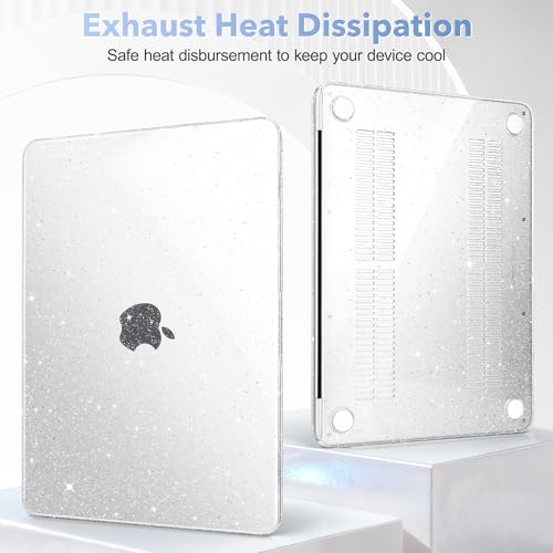 May Chen Compatible with MacBook Neo 13 inch Case 2026 Model A3404, Plastic Hard Shell,Keyboard Cover,Screen Protector,Dust Plug, for MacBook Neo 13" with A18 Pro Chip, Glitter Clear - color: Glitter Clear