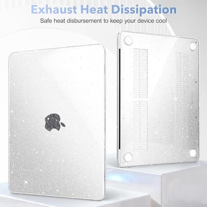May Chen Compatible with MacBook Neo 13 inch Case 2026 Model A3404, Plastic Hard Shell,Keyboard Cover,Screen Protector,Dust Plug, for MacBook Neo 13" with A18 Pro Chip, Glitter Clear - color: Glitter Clear