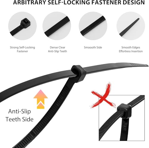 Zip Ties 4 inch, 1000 Pack Small Zip Ties, Self-Locking Nylon Cable Ties with 18 lbs Tensile Strength,Wire Ties for indoor and outdoor use. - color: Black, size: 4"(1000 Pack) 18 Lb