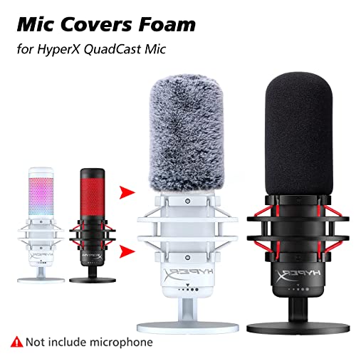 Microphone Windscreen Pop Filter Compatible with HyperX QuadCast - Mic Foam Cover with Furry Windscreen Muff for HyperX QuadCast S，QuadCast S White (2 Pack) - color: HyperX QuadCast Mic Foam&Furry Foam