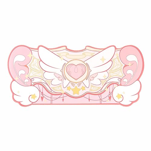 GeekShare Large Gaming Mouse Pad Kawaii Pink Non-Slip Rubber Back Mouse Pad Big Waterproof Desk Mat for Keyboard and Mouse Perfect for Gaming,or Home Office Work - Star Wings（Super Dense Cloth） - color: Pink